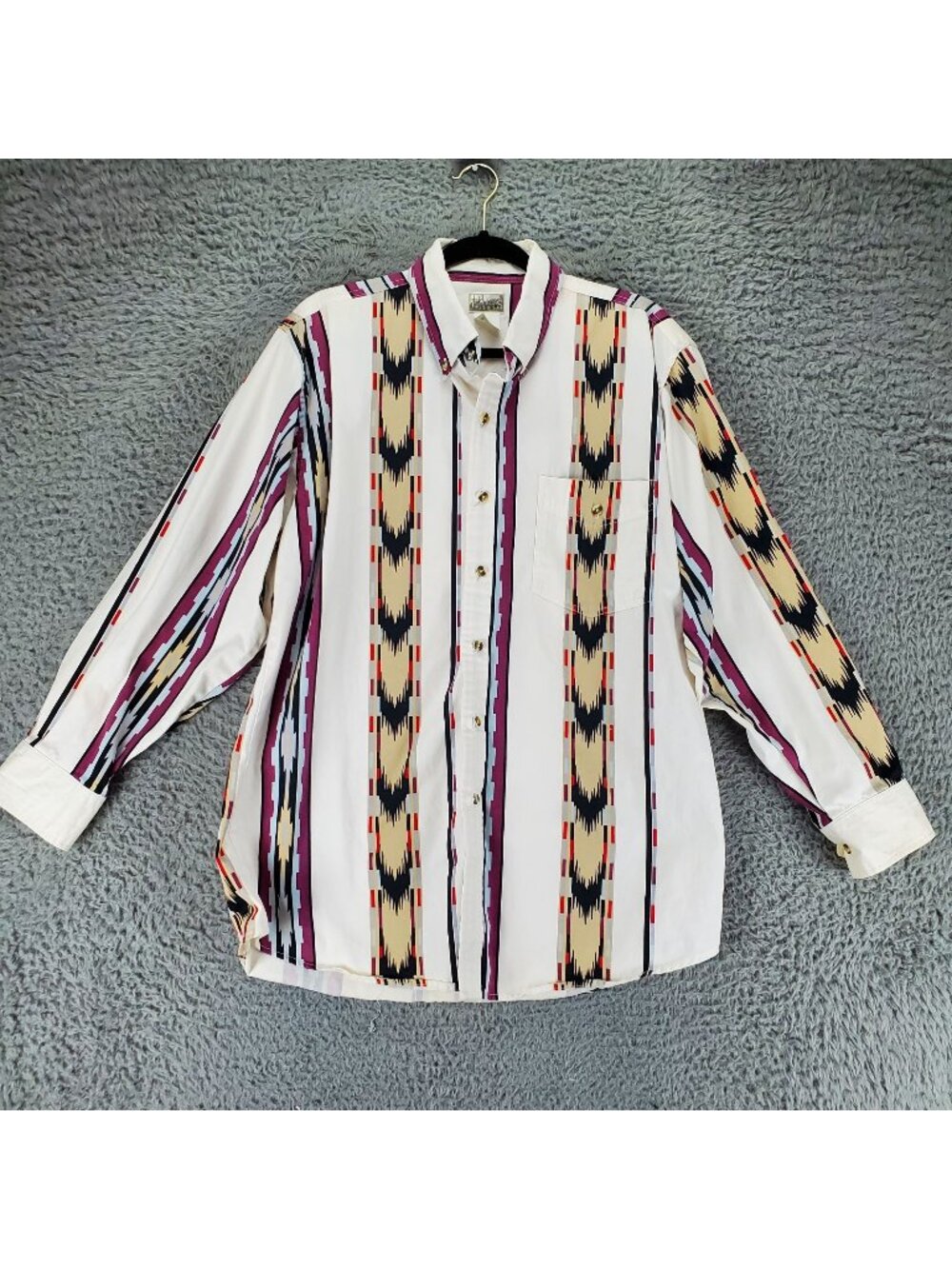 Express Rider Shirt Mens Large White Striped Vintage Long Sleeve Button Up *Read